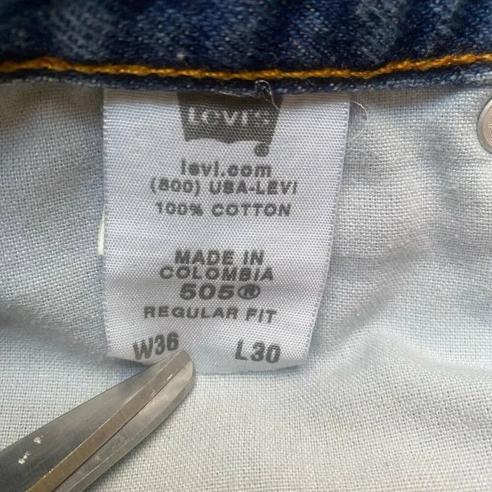 Levis‎ 505 Regular Fit Jeans Mens W36 L30 Blue Denim